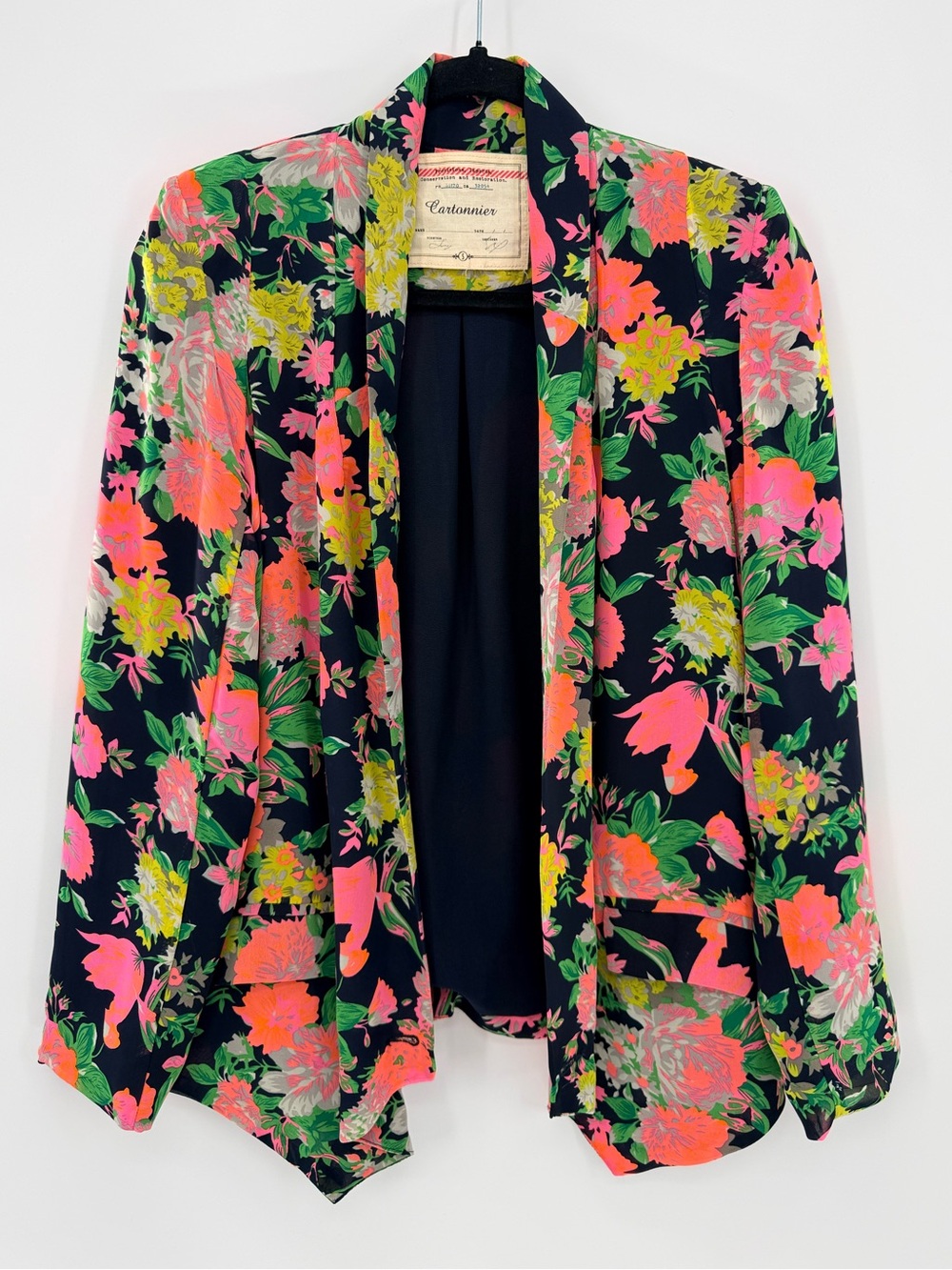 Anthropologie Cartonnier Floral Open Front Blazer Jacket Size S